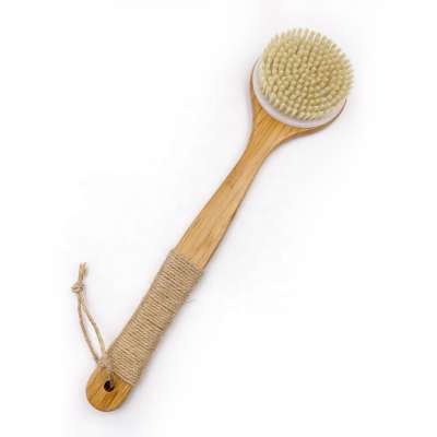 High quality long handle round brush bamboo bath cleaning brush